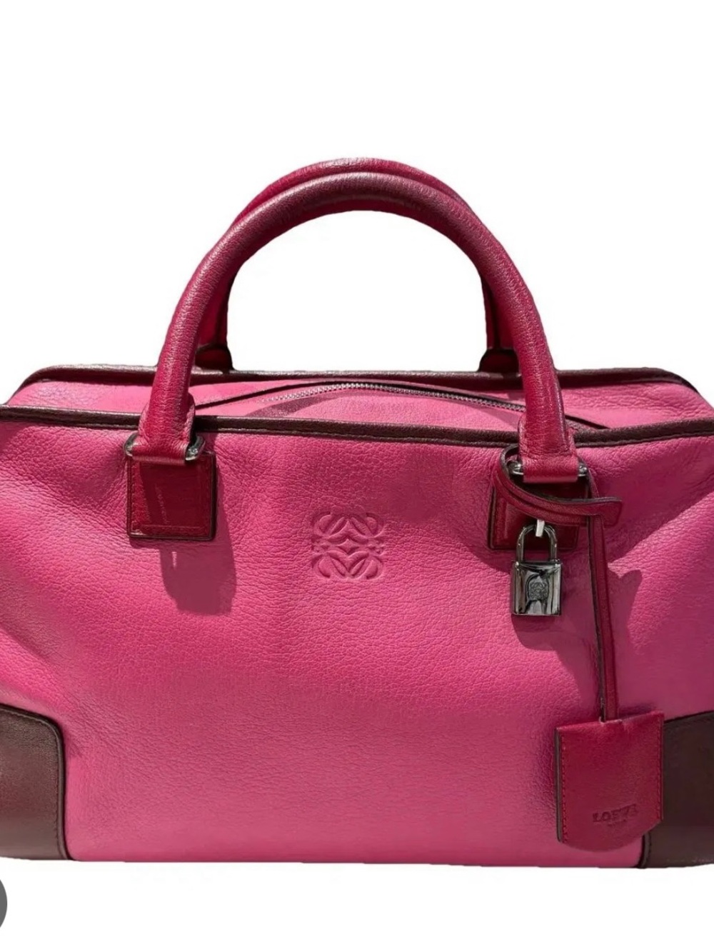 Loewe Amazona 28 Pink Handheld Leather Bag